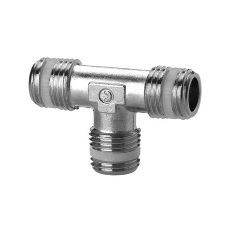 Camozzi Tee Pipe Fitting, 1/8 Thread, BSPt Adaptor-Male Tee, Ptfe Seal S2080 1/8